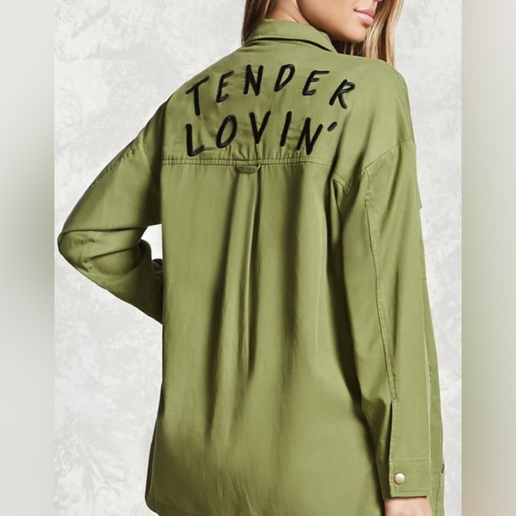 H&M Long-Sleeved “Tender Lovin’” Olive Blouse - Picture 1 of 8